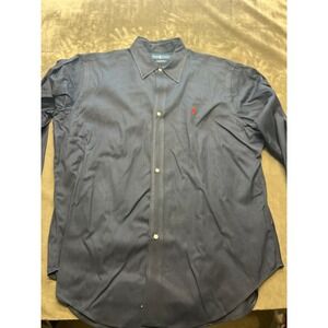 Mens Polo Ralph Lauren Classic Fit Navy Blue Long Sleeve Button Down‎ Shirt XL
